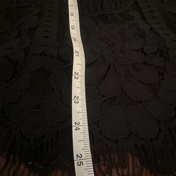 JEN - Sweet Lovely  - Black Lace Top Ruffle Sleeve Fringe SZ S Lined NWT - Picture 11 of 13